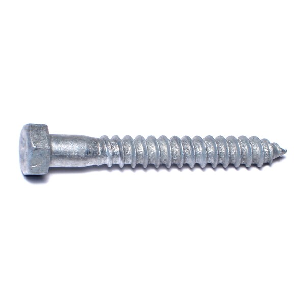 Lag Screw, 3/8 in, 3 in, Steel, Hot Dipped Galvanized Hex Hex Drive, 50 PK